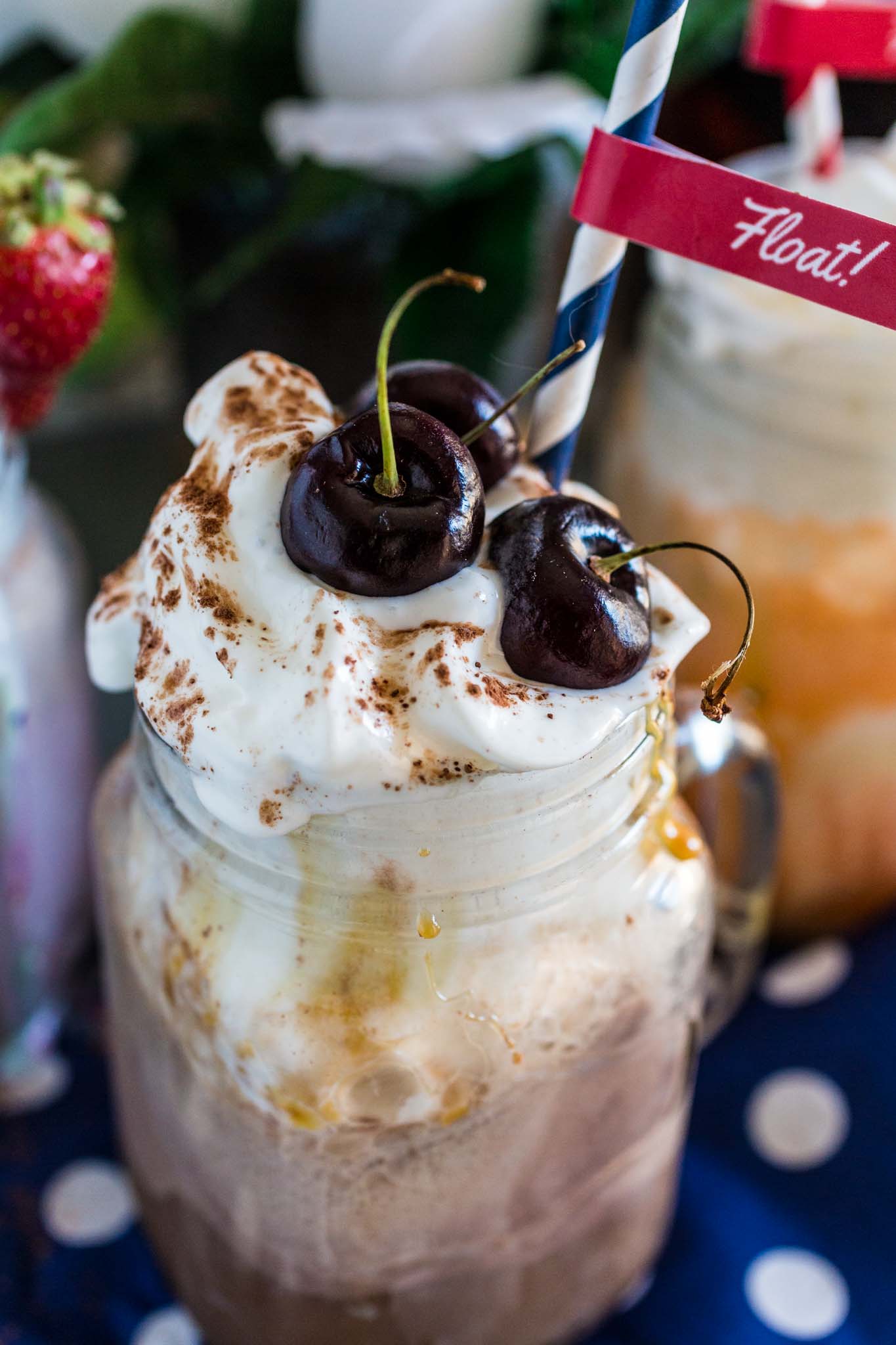 Ice Cream Float Bar | www.oliviascuisine.com | How fun would it be to set up a retro Ice Cream Float Bar at your next party? Not only is it entertaining for the kiddos, but the grown ups will love to relive their childhoods!