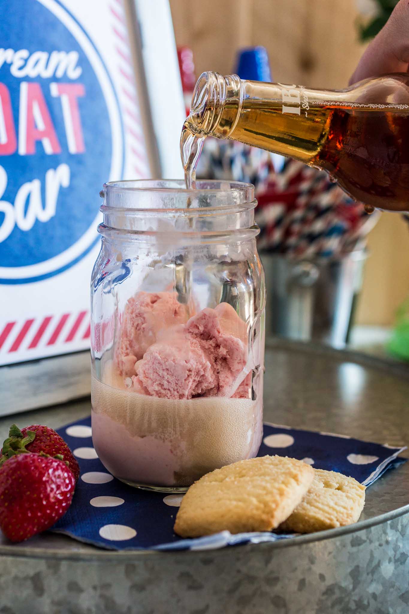 Ice Cream Float Bar | www.oliviascuisine.com | How fun would it be to set up a retro Ice Cream Float Bar at your next party? Not only is it entertaining for the kiddos, but the grown ups will love to relive their childhoods!