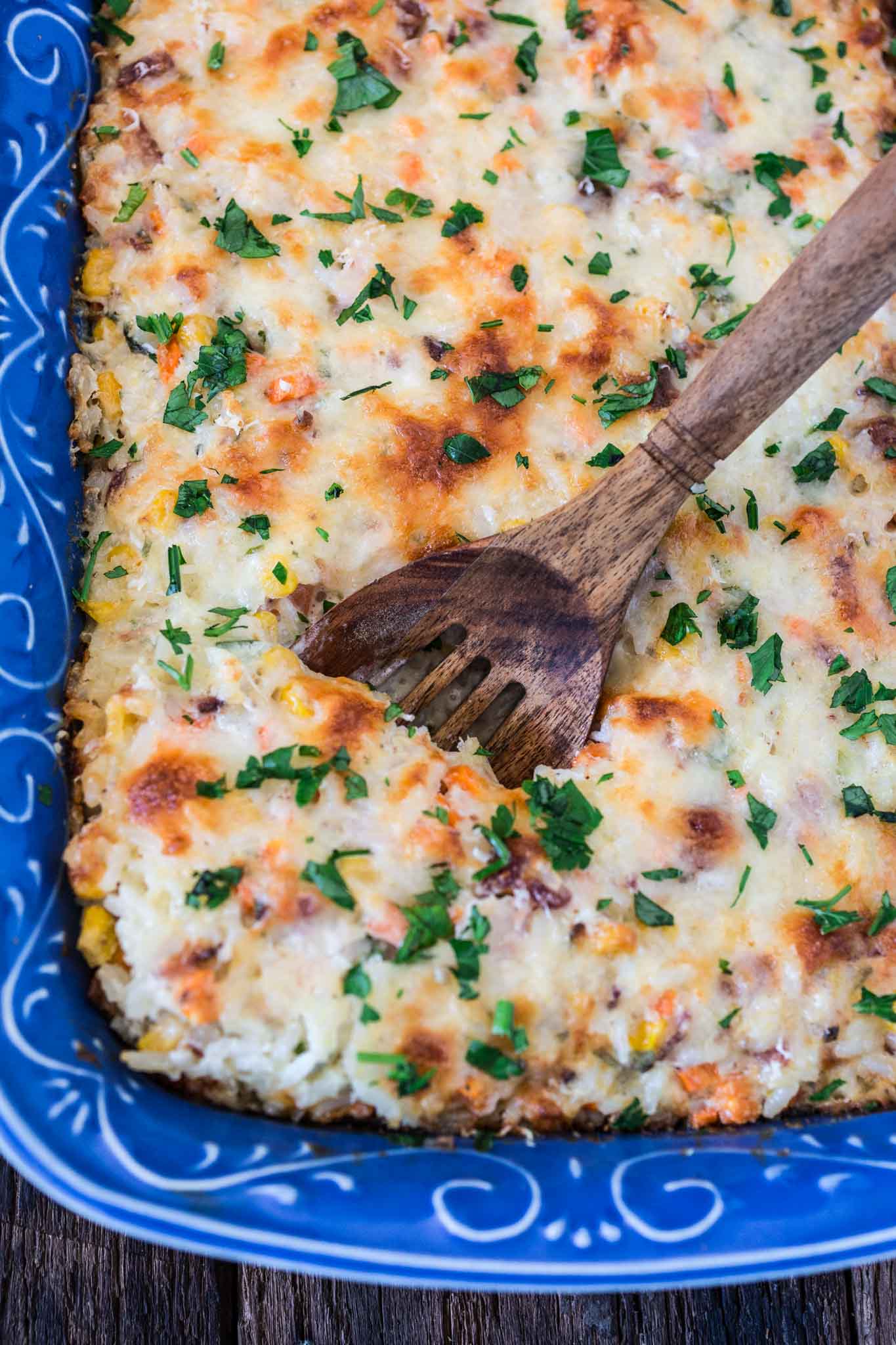 Brazilian Creamy Rice Casserole | www.oliviascuisine.com | This Brazilian Creamy Rice Casserole is not only delicious but VERY easy and quick to prepare. It is ready in 20 minutes and is a great way to use up the leftovers in your fridge! 