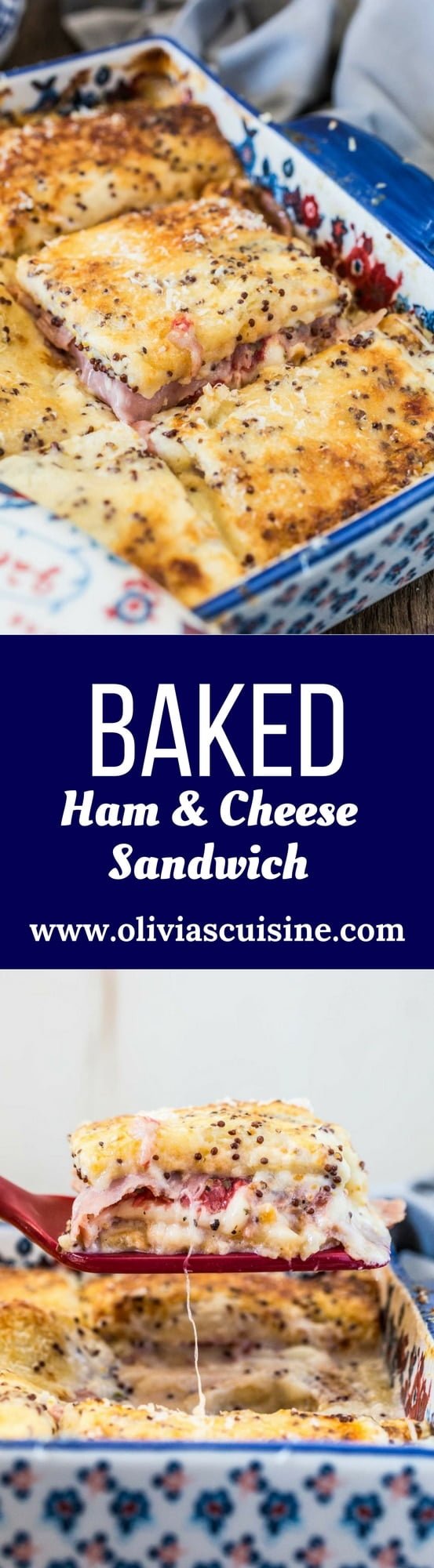 Brazilian Baked Ham and Cheese Sandwich | www.oliviascuisine.com | Who can resist a bubbly Baked Ham and Cheese Sandwich coming hot out of the oven? This Brazilian version takes it up a notch, because the sandwiches are covered with a delicious and creamy mustard-y white sauce. Simply to die for!