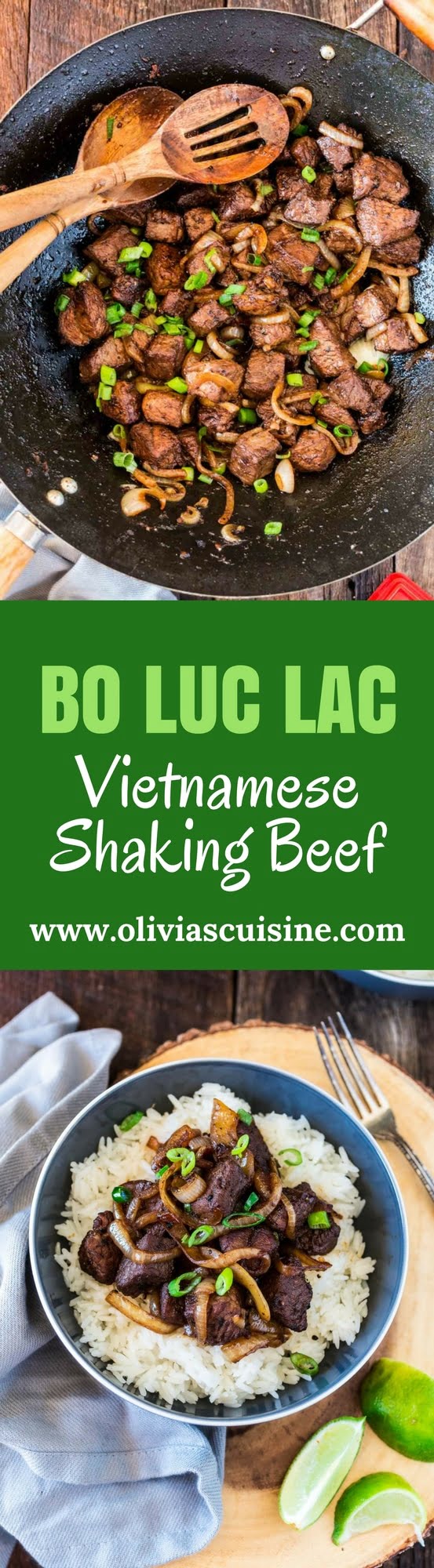 Bo Luc Lac (Vietnamese Shaking Beef) | www.oliviascuisine.com | Bo Luc Lac is a flavorful Vietnamese dish consisting of cubed beef, garlic, soy sauce, lime juice and sliced onions. Quick, convenient and very easy to prep thanks to Dorot! (AD)