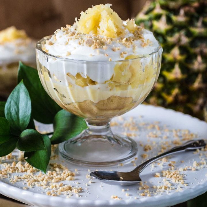 Brazilian Pineapple Dessert | www.oliviascuisine.com | Easy, delicious and tropical. What could be better than that? And don't worry. You get to make this all year round, since it's made with canned pineapples!