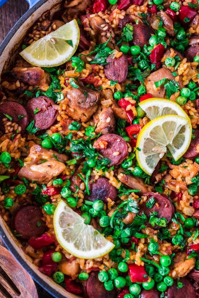 Chicken and Chorizo Paella | www.oliviascuisine.com | This twist on a classic Spanish paella is the perfect one pot dinner for busy nights. Hearty, comforting and with a latin kick!