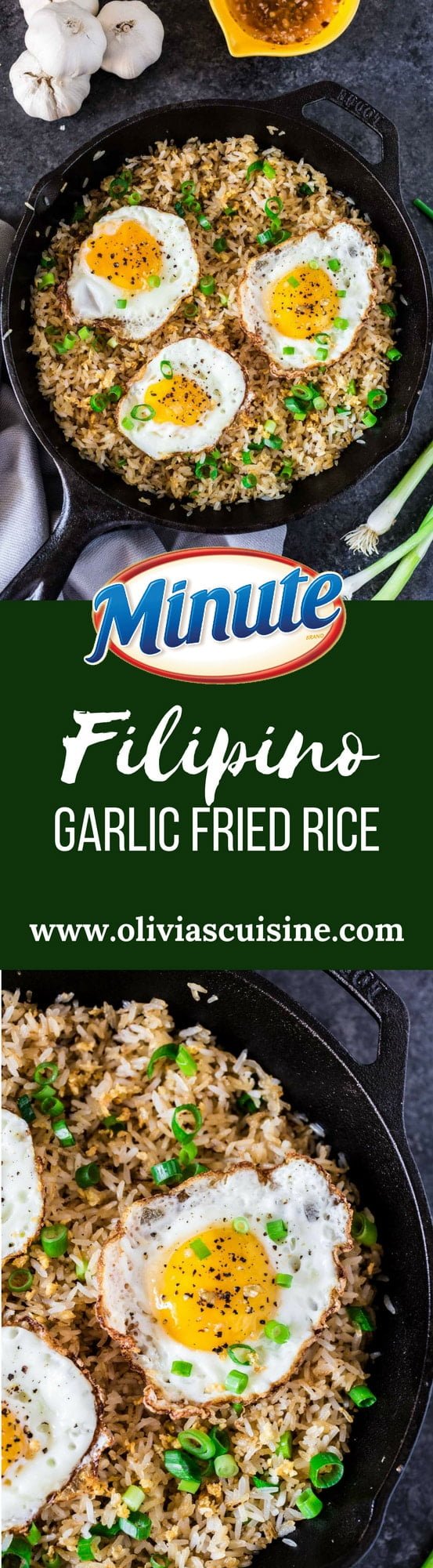 Filipino Garlic Fried Rice | www.oliviascuisine.com | Sinangag, or Garlic Fried Rice, is a popular Filipino breakfast, often served with a fried egg on top and a drizzle of vinegar sauce. Don't have a stomach for rice and garlic in the morning? No problem! This dish is also amazing for lunch or as a side for dinner.