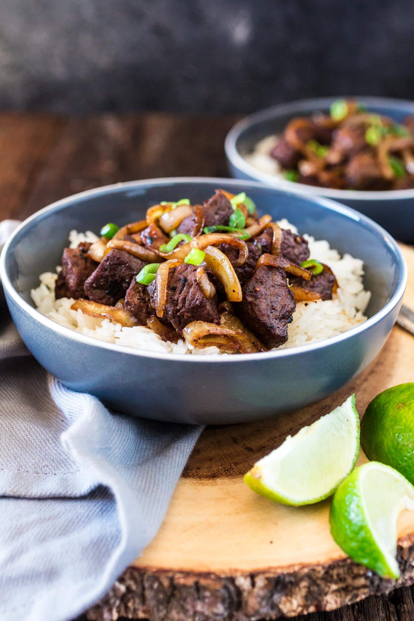 Bo Luc Lac (Vietnamese Shaking Beef) | www.oliviascuisine.com | Bo Luc Lac is a flavorful Vietnamese dish consisting of cubed beef, garlic, soy sauce, lime juice and sliced onions. Quick, easy and very easy to prep thanks to Dorot! (AD)