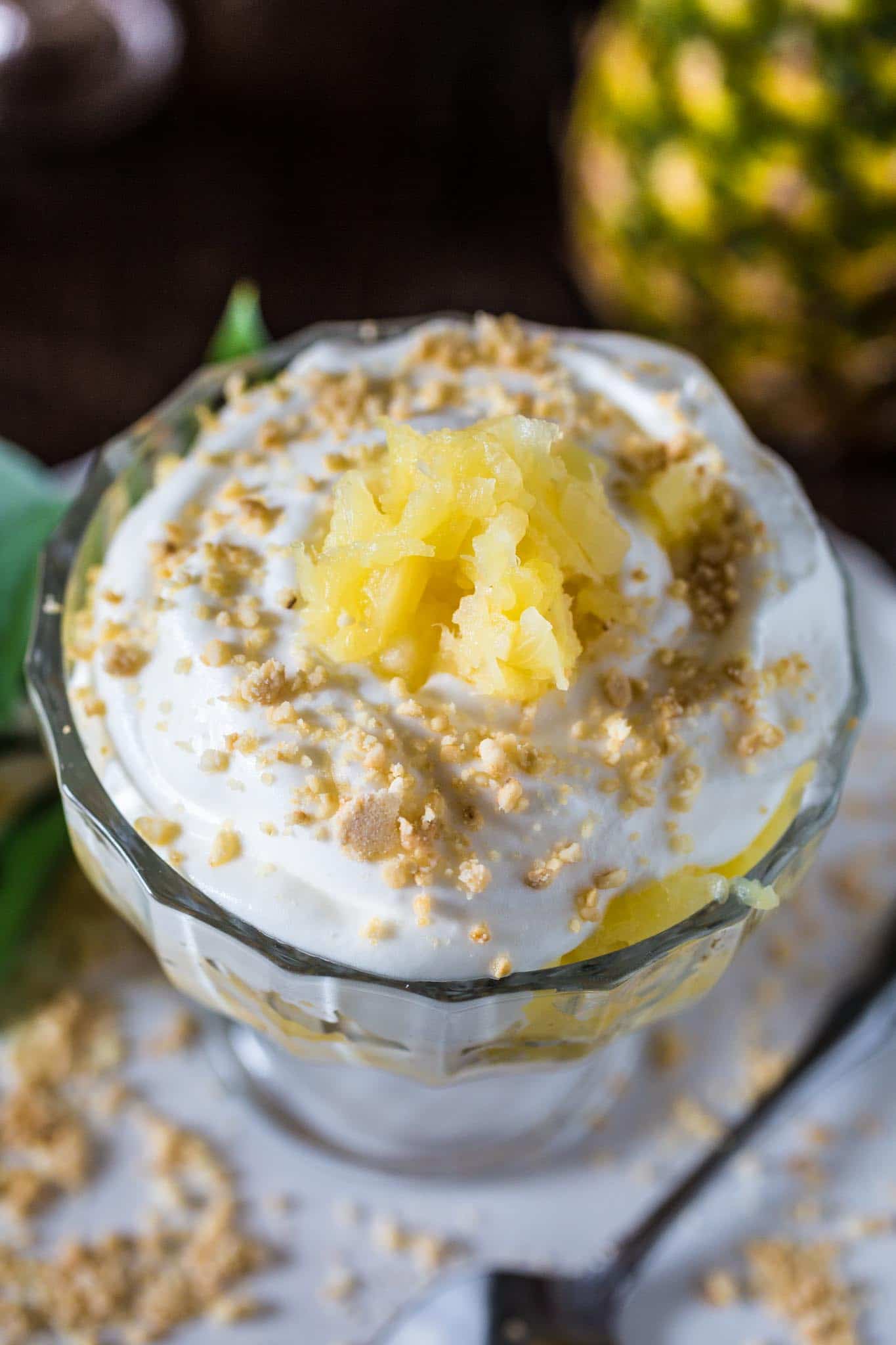 Brazilian Pineapple Dessert | www.oliviascuisine.com | Easy, delicious and tropical. What could be better than that? And don't worry. You get to make this all year round, since it's made with canned pineapples!