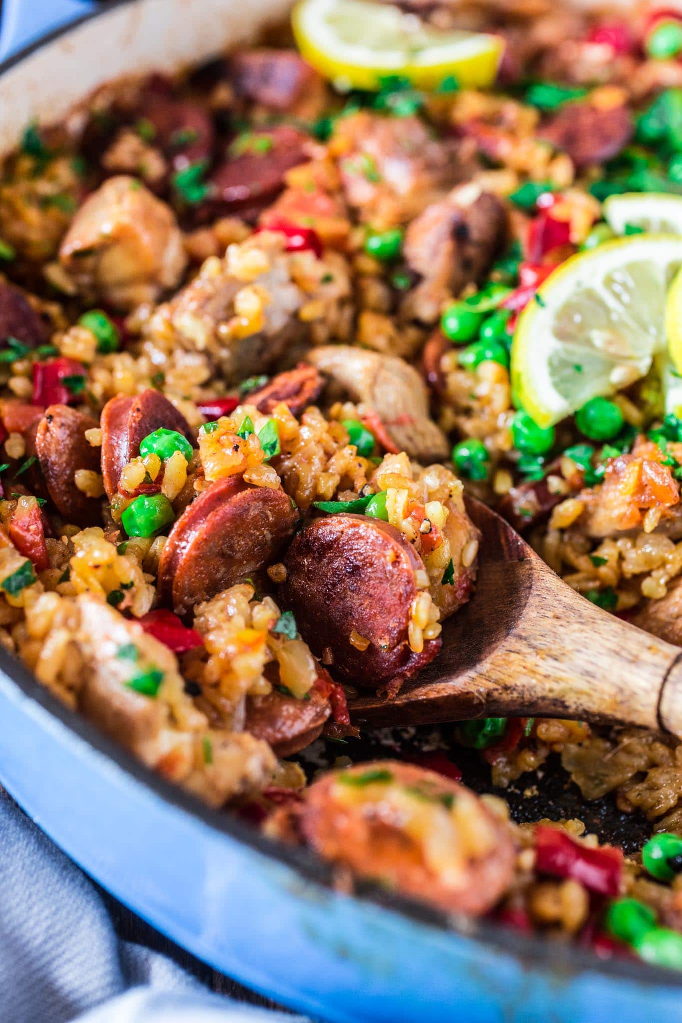 Chicken and Chorizo Paella | www.oliviascuisine.com | A Chicken and Chorizo Paella might sound like a very ambitious project, but once you realize how easy and quick it is, you will be making it over and over again. Pair it with a bottle of Garnacha Wine and you’re all set for success!