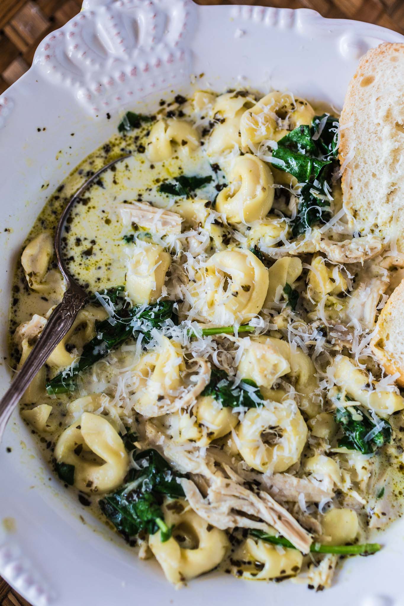 Creamy Chicken Tortellini Soup | www.oliviascuisine.com | You won't believe how easy this Creamy Chicken Tortellini Soup is! Hearty, comforting and made in the slow cooker. It really doesn't get easier than that!