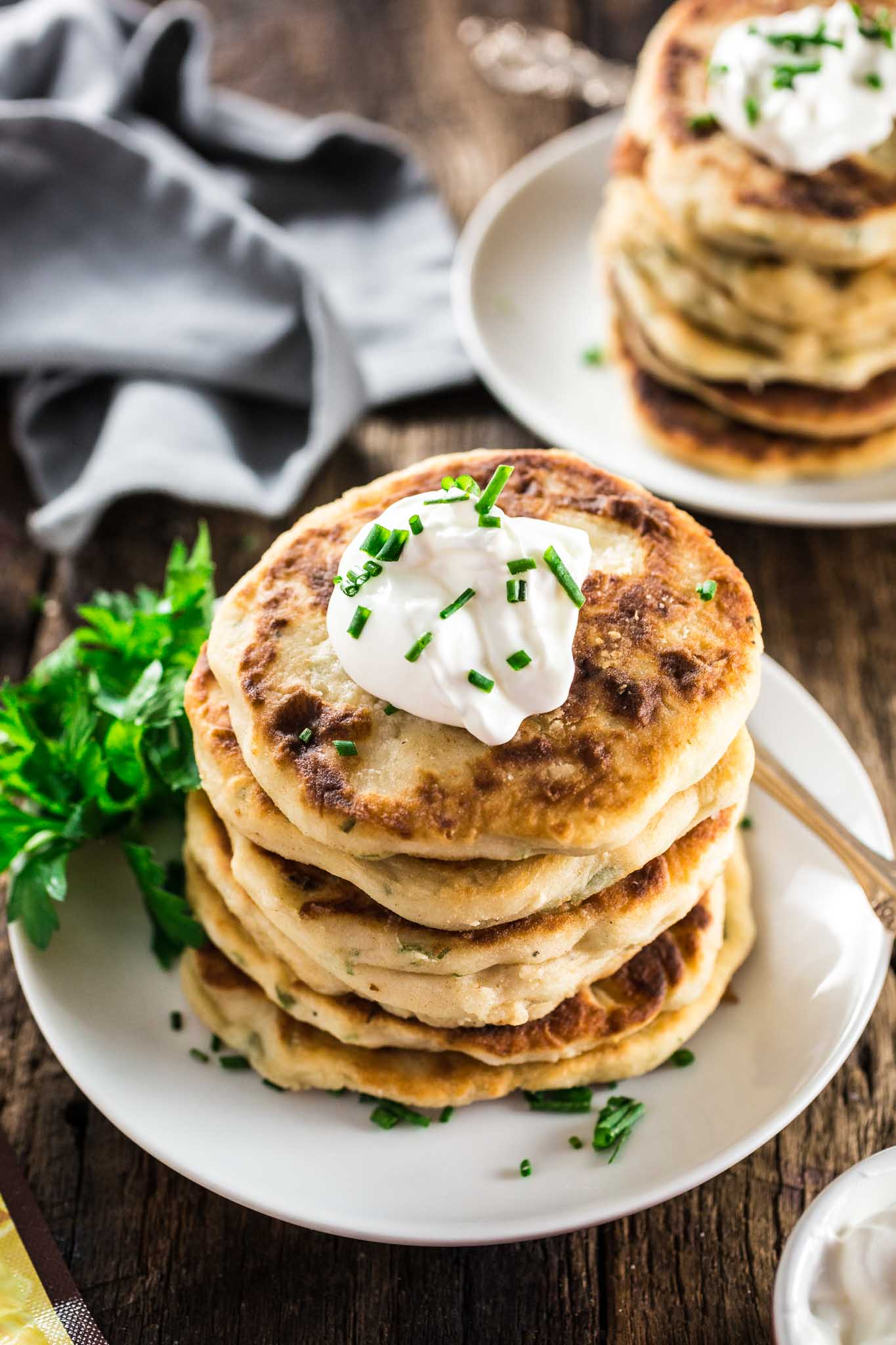 Mashed Potato Pancakes | www.oliviascuisine.com | Crisp and tender buttery Mashed Potato Pancakes are the perfect start for your Thanksgiving holiday! Made with just a few basic ingredients and ready in less than 20 minutes. Because "delicious yet easy" is my holiday motto!