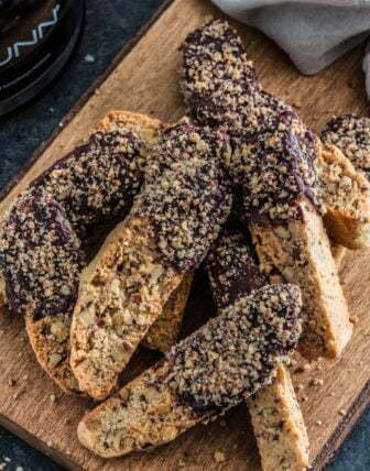 Chocolate Dipped Cinnamon Pecan Biscotti