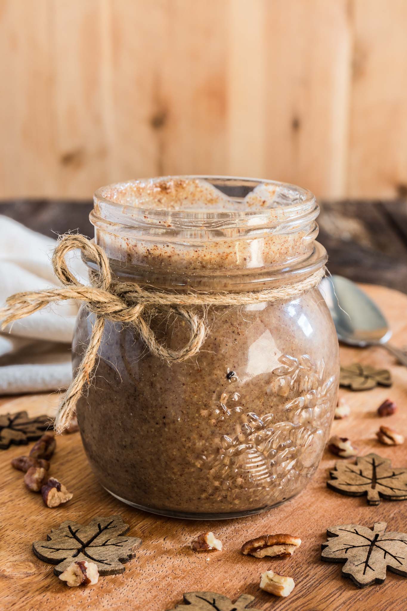 Homemade Pecan Butter | www.oliviascuisine.com | Why pay the big bucks for the store stuff when you can make your own Pecan Butter at home? Creamy, delicious and slightly spiced with some cinnamon. Perfect on toast, slathered on top of pancakes or waffles, added to smoothies or oatmeal and/or to give out as a holiday gift!