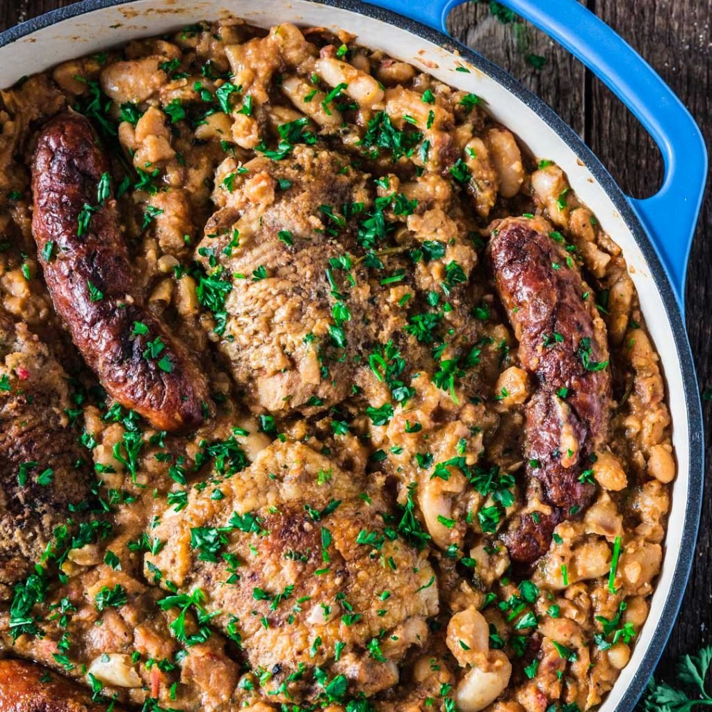 Sausage and Chicken Cassoulet | www.oliviascuisine.com | Inspired by the traditional French dish, this Sausage and Chicken Cassoulet is rich, hearty and perfect for cold winter days. It can be a labor of love, but - believe me - it is so worth it!