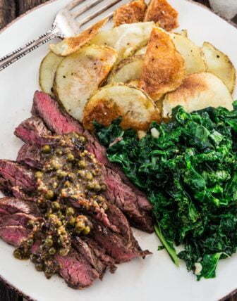 Steak with Green Peppercorn Sauce