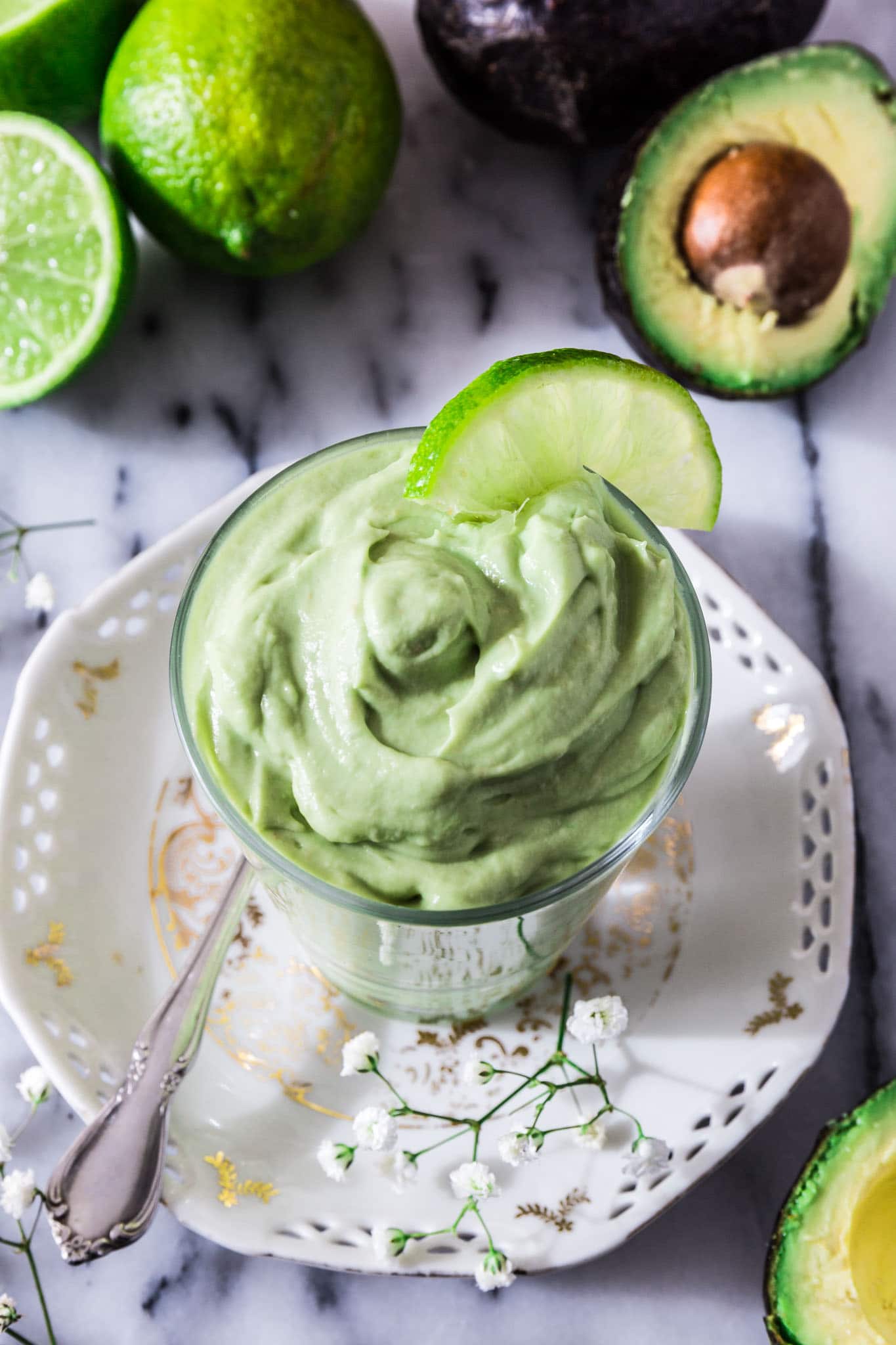 Raw Avocado Lime Mousse | www.oliviascuisine.com | Looking for a guilt free dessert? This Raw Avocado Lime Mousse will do the trick. Not only delicious but also heart check certified! ❤️️ Oh, and made with only 3 ingredients. What could be better than that?