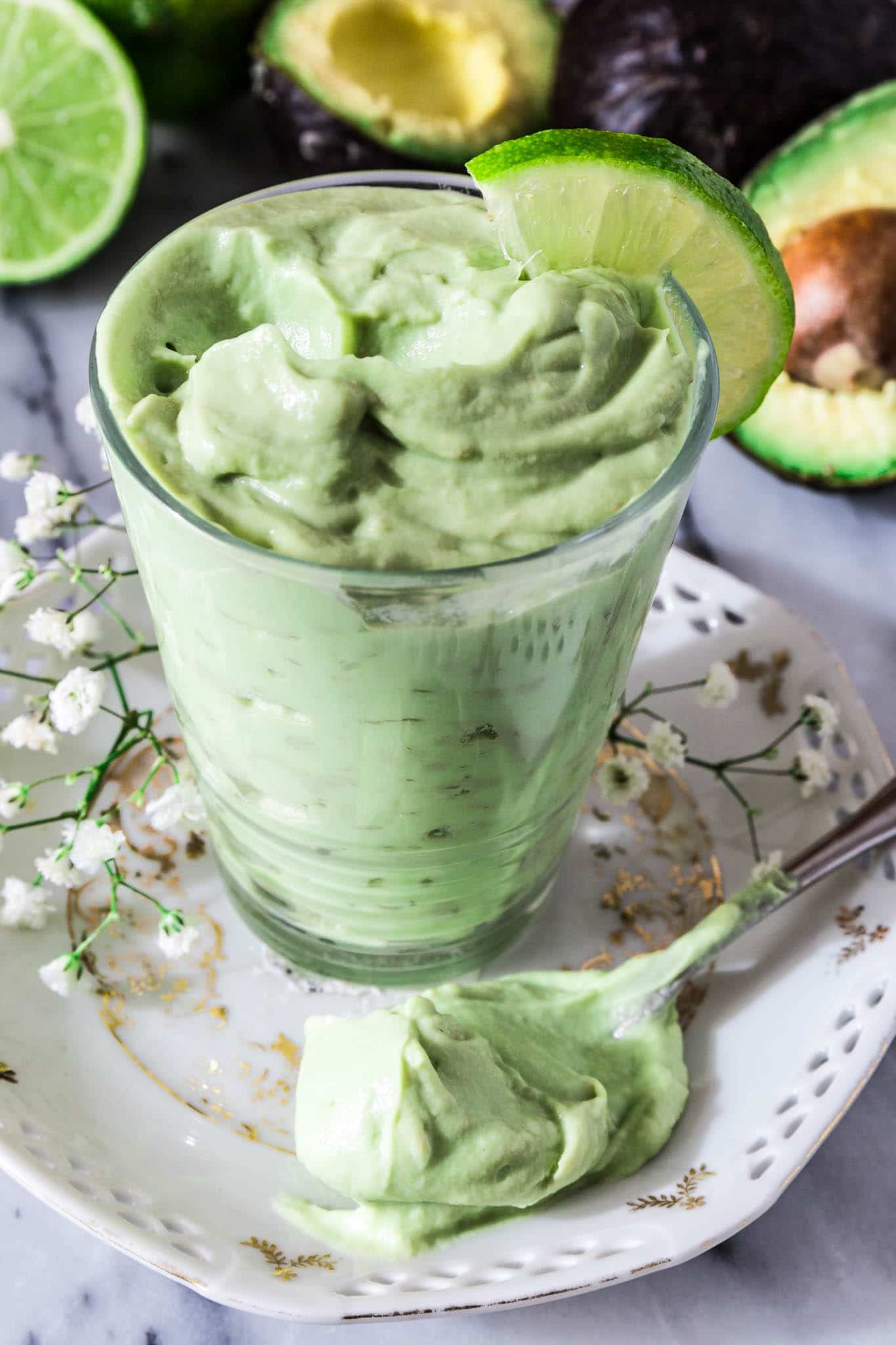 Raw Avocado Lime Mousse | www.oliviascuisine.com | Looking for a guilt free dessert? This Raw Avocado Lime Mousse will do the trick. Not only delicious but also heart check certified! ❤️️ Oh, and made with only 3 ingredients. What could be better than that?