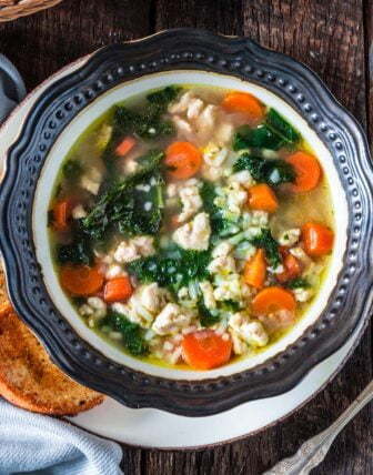 Turkey, Kale and Rice Soup