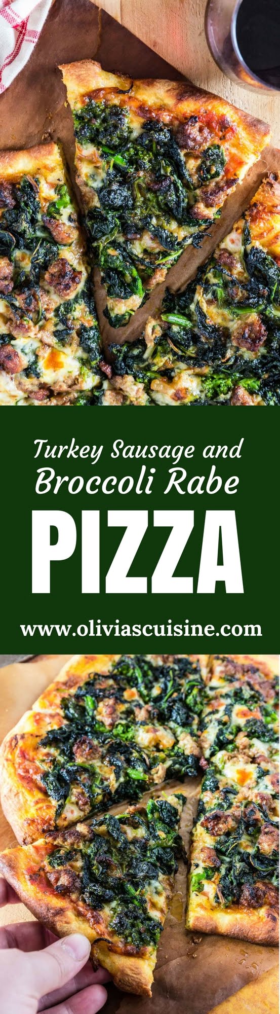 Turkey Sausage and Broccoli Rabe Pizza | www.oliviascuisine.com | This Turkey Sausage and Broccoli Rabe Pizza is one of the best pizzas you will ever taste. The slightly bitter and peppery broccoli rabe combined with the smokiness of the provolone cheese and the subtle sweetness from the turkey sausage create an explosion of flavor that will wow even those who turn their noses at broccoli rabe. You simply must try this! (Recipe by @oliviascuisine).