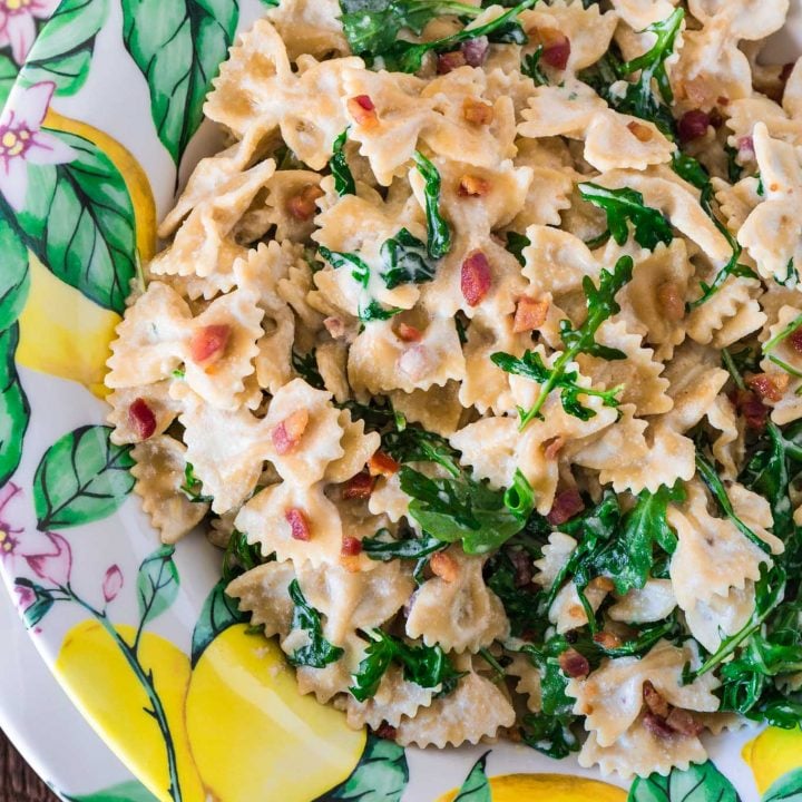 Farfalle with Pancetta, Arugula and Lemon Cream Sauce