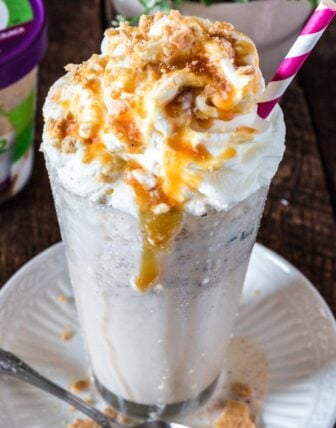 Salted Caramel Frozen Yogurt Milkshake