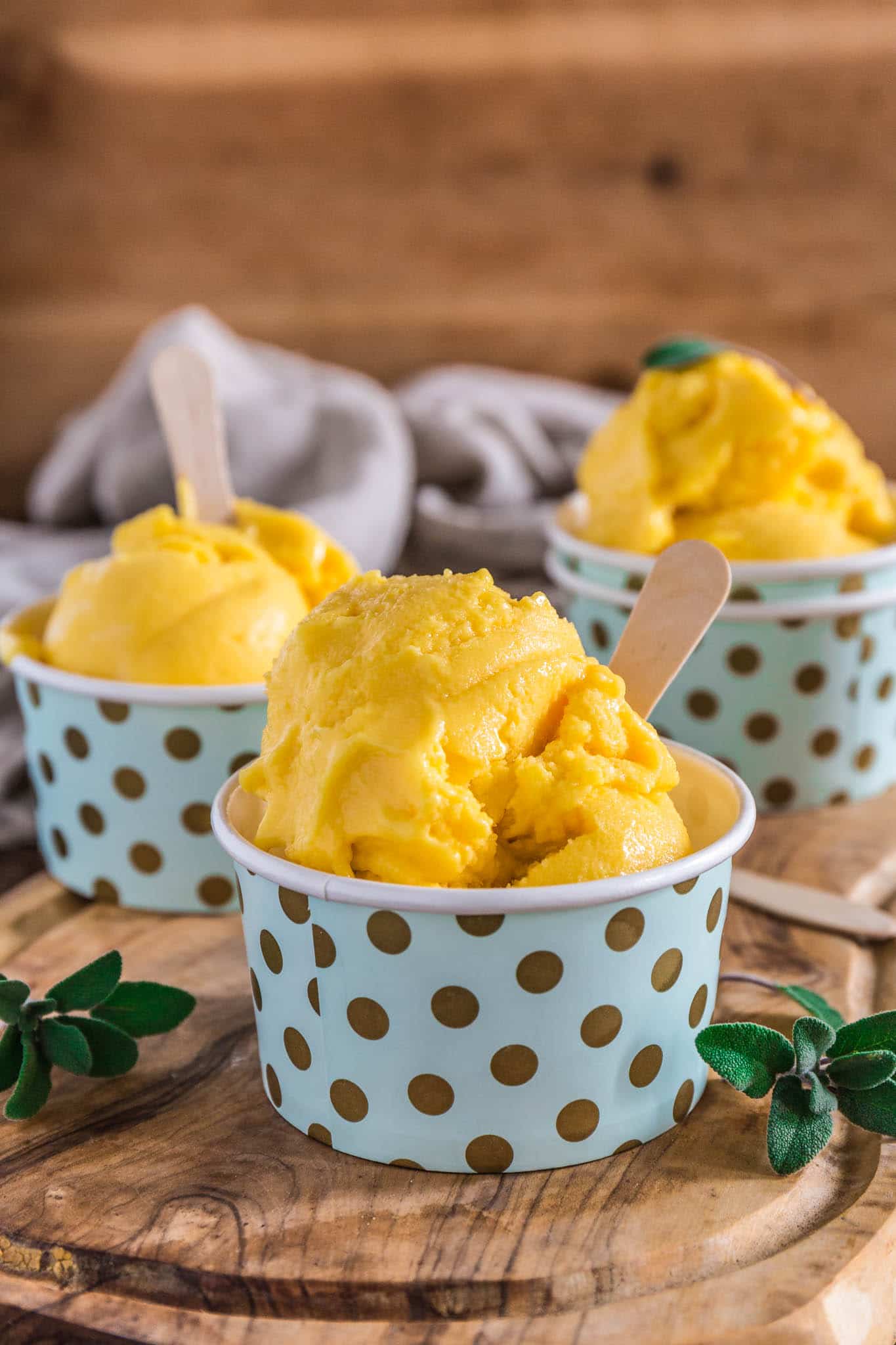 Mango Frozen Yogurt | www.oliviascuisine.com | Luscious, creamy and tangy, this Mango Frozen Yogurt is everything you need on a hot summer day! And the best part? No ice cream machine necessary! (Recipe by @oliviascuisine.)