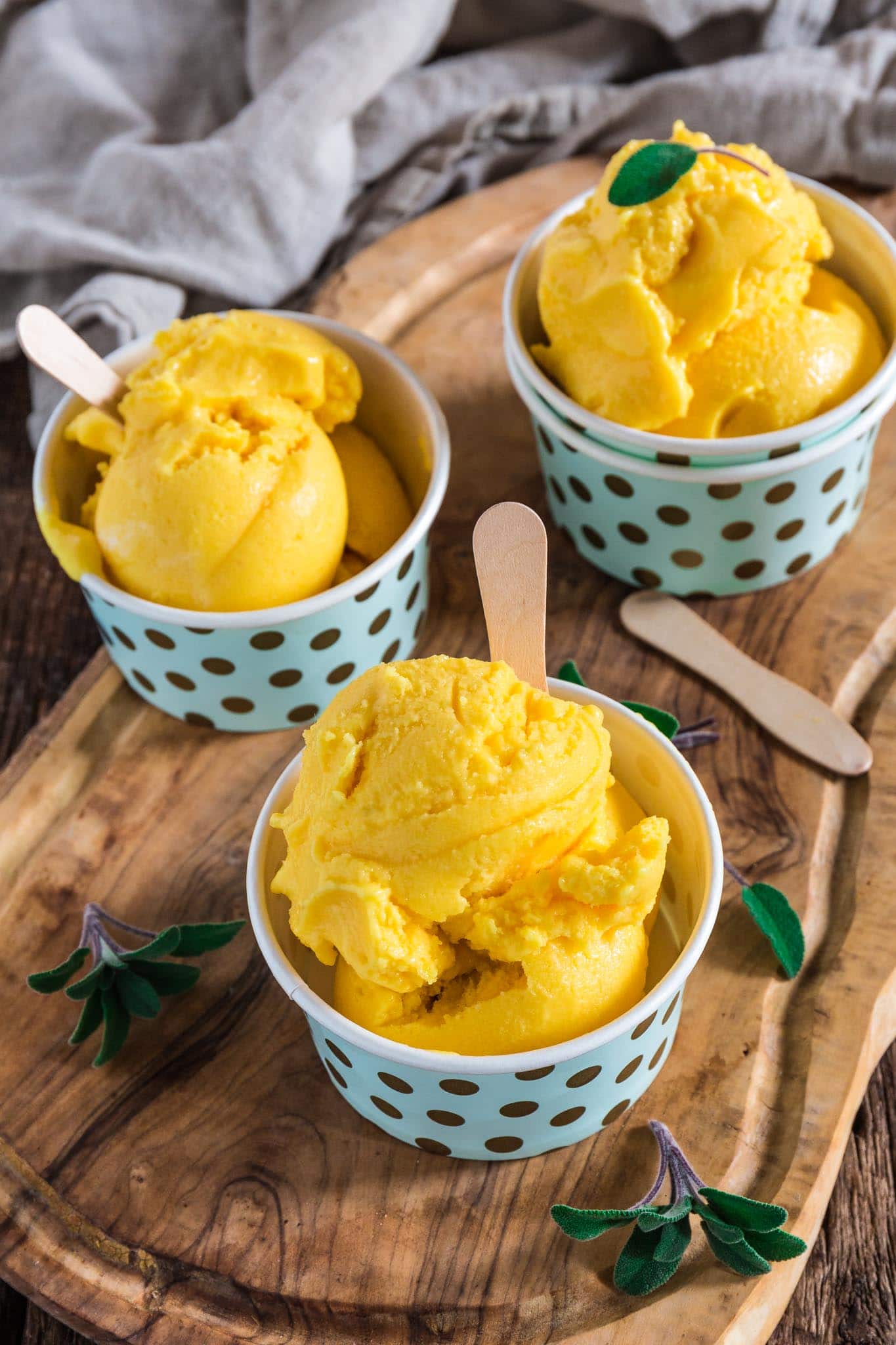 Mango Frozen Yogurt | www.oliviascuisine.com | Luscious, creamy and tangy, this Mango Frozen Yogurt is everything you need on a hot summer day! And the best part? No ice cream machine necessary! (Recipe by @oliviascuisine.)