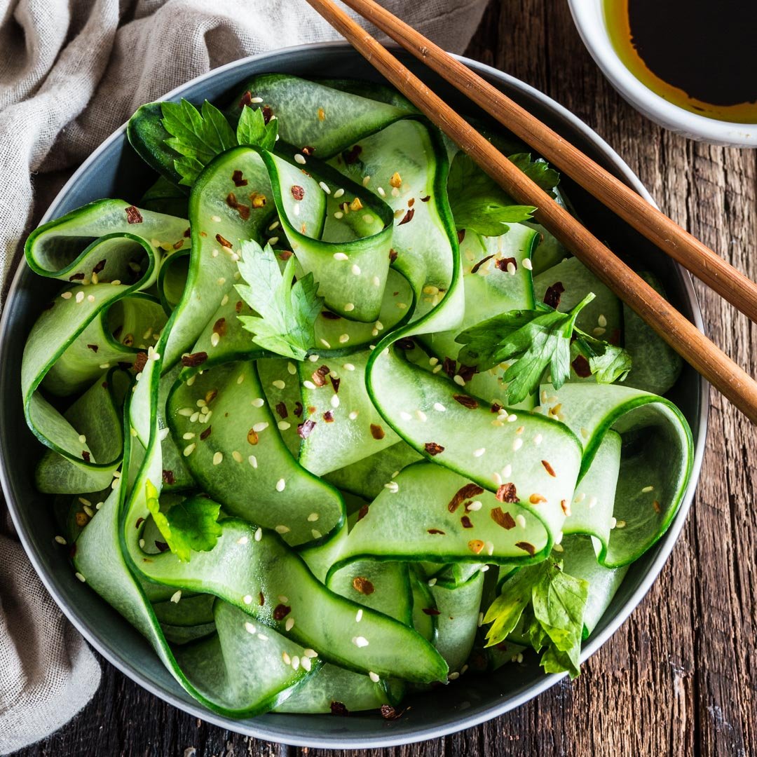 Thai Cucumber Salad with Sesame Ginger Dressing