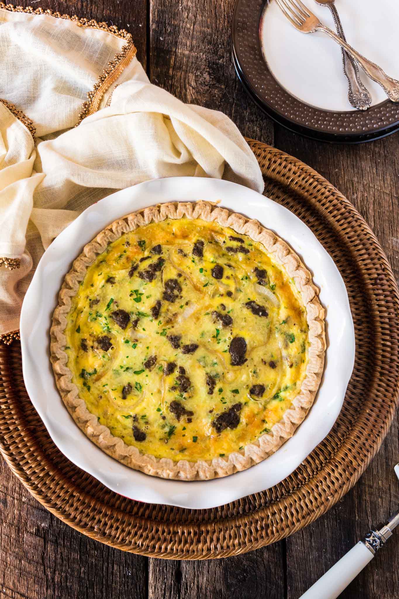 Turkey Sausage and Smoked Gouda Quiche - Olivia's Cuisine