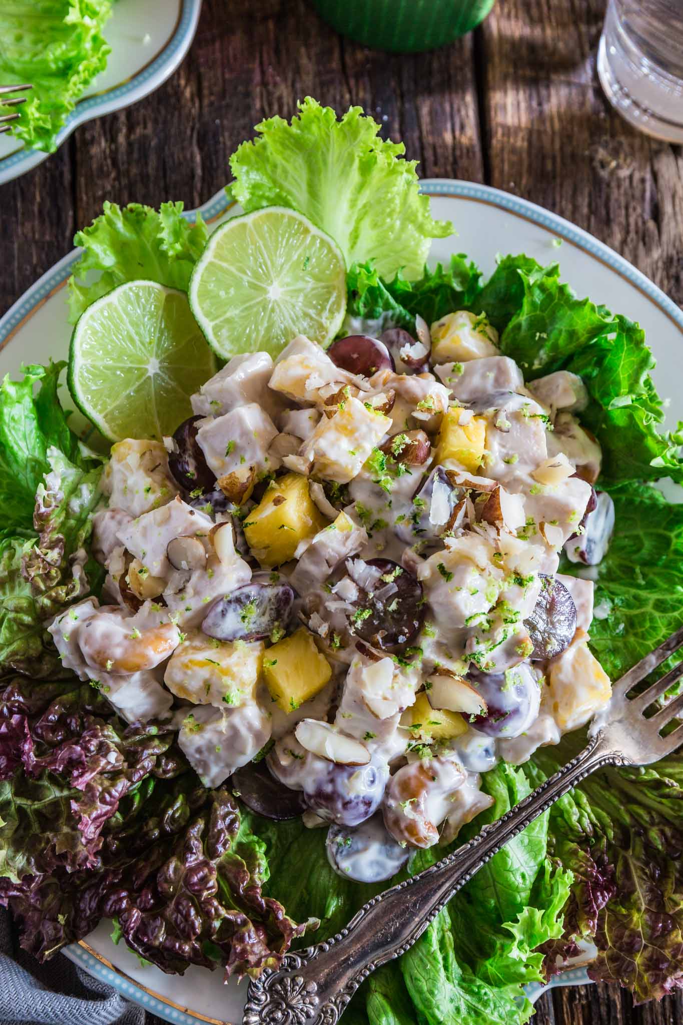 Pineapple Grape Turkey Salad | www.oliviascuisine.com | This delicious tropical twist on a creamy turkey salad makes this the summer salad nobody can resist! Perfect in sandwiches, spread on crackers or just as is. (Recipe and food photography by @oliviascuisine.)