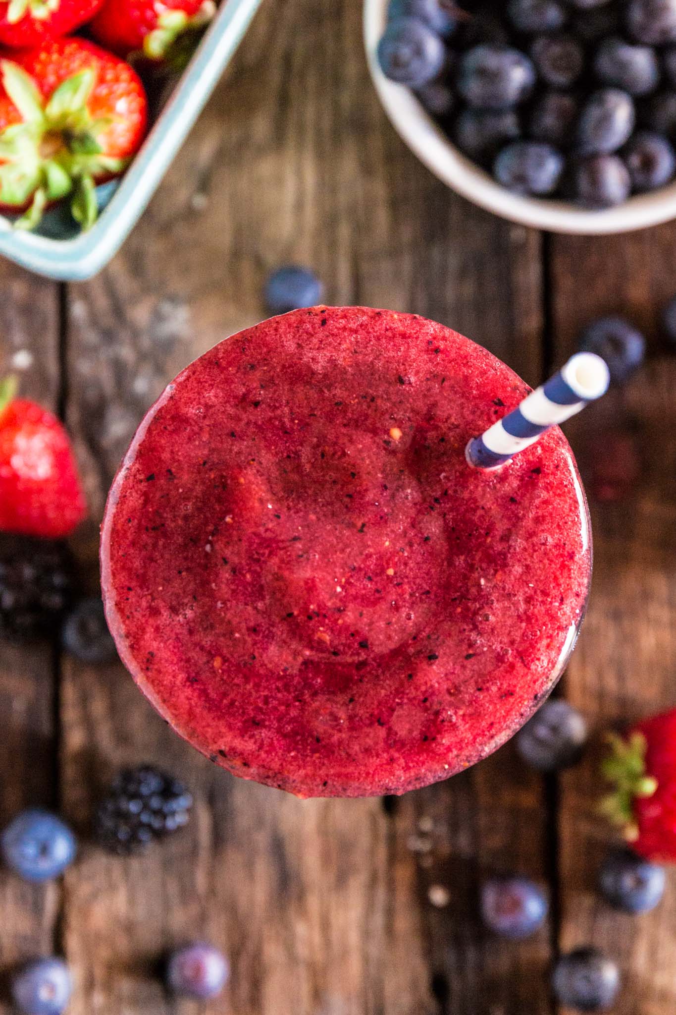 Triple Berry Slushy | www.oliviascuisine.com | Homemade, healthy and - wait for it! - sugar free, this Triple Berry Slushy will be your new summer obsession. Made with a handful of ingredients and summer bikini friendly! (Recipe by @oliviascuisine.)
