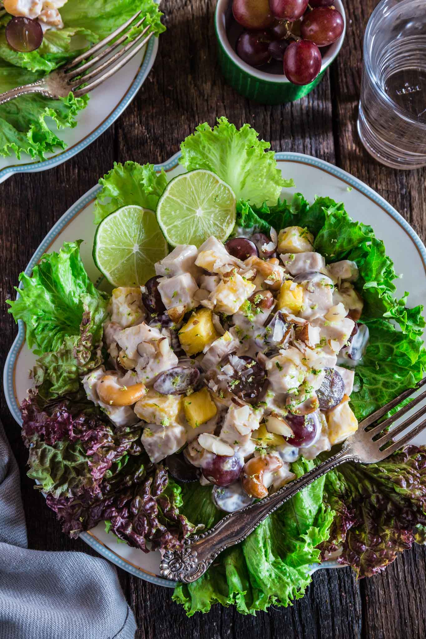 Pineapple Grape Turkey Salad | www.oliviascuisine.com | This delicious tropical twist on a creamy turkey salad makes this the summer salad nobody can resist! Perfect in sandwiches, spread on crackers or just as is. (Recipe and food photography by @oliviascuisine.)
