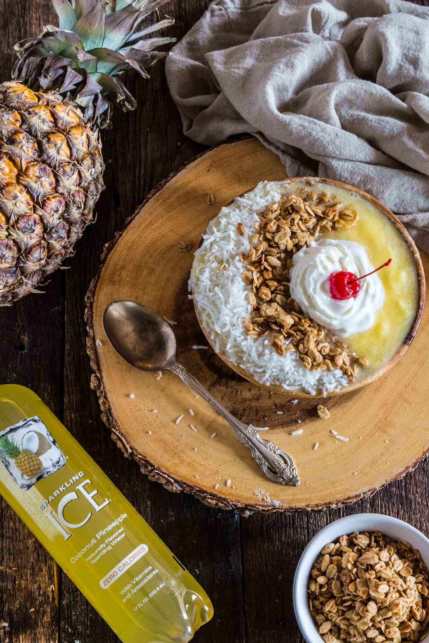 Pina Colada Smoothie Bowl | www.oliviascuisine.com | Can't escape to a beach somewhere at the moment? No problem! Make this Pina Colada Smoothie Bowl and you'll feel like you're in a tropical paradise. (Recipe and food photography by @oliviascuisine.)