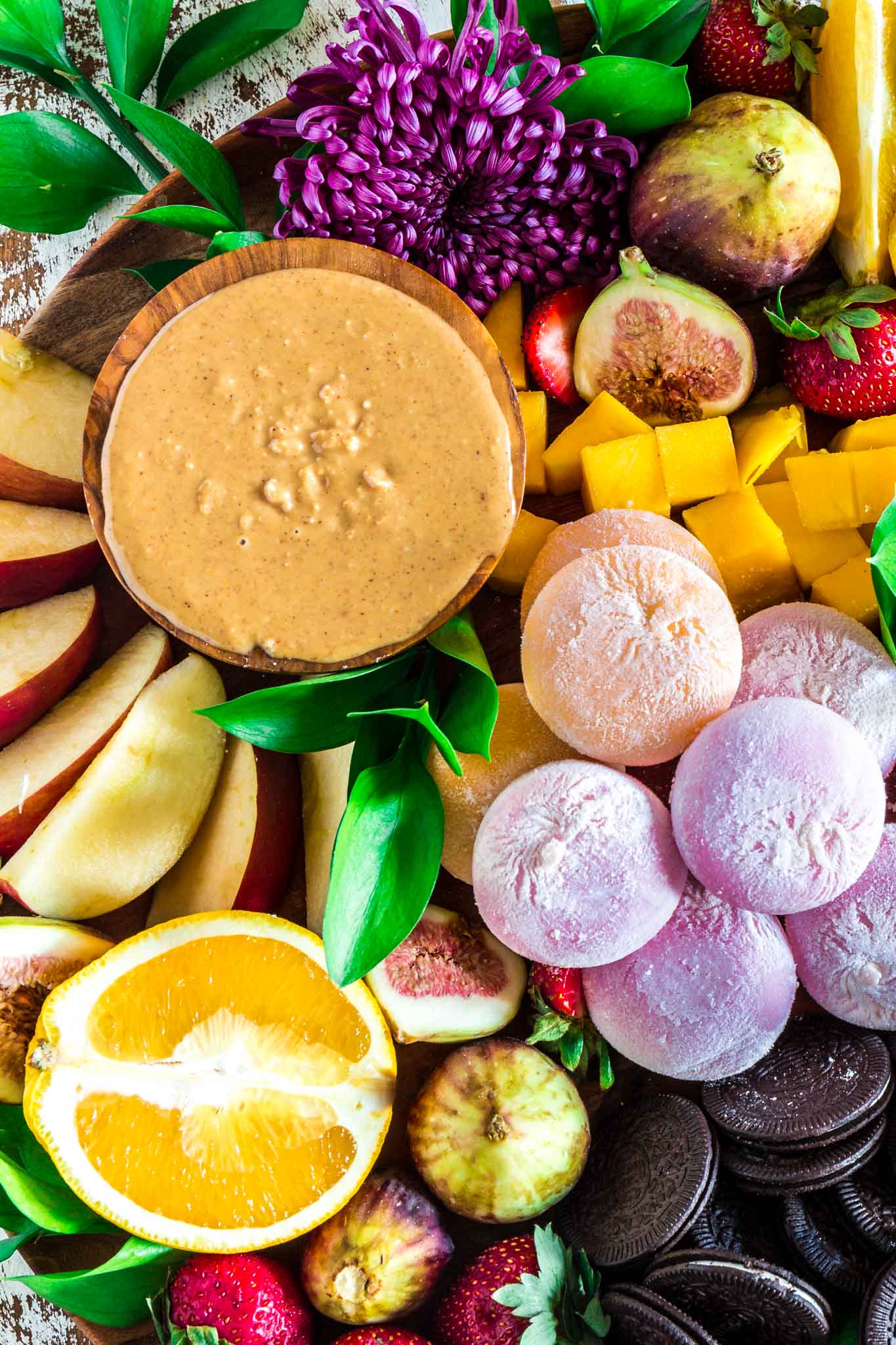 Summer Snack Platter | www.oliviascuisine.com | Seasonal summer fruit, cookies, pretzels and mochi ice cream makes this the summer snack platter of your dreams! (Recipe and food photography by @oliviascuisine.)