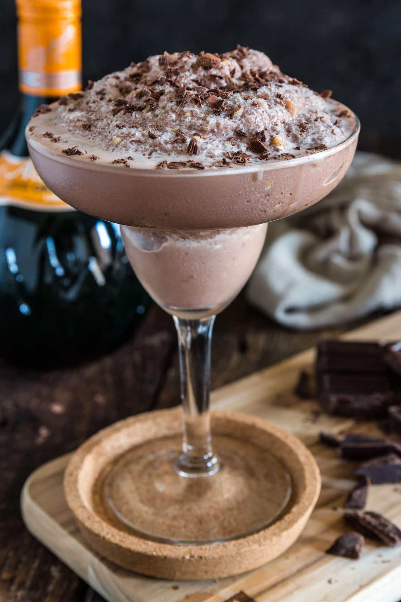 Frozen Chocolate Margarita | www.oliviascuisine.com | What's better than a frozen Margarita? A CHOCOLATE Margarita, of course! Made with chocolate ice cream, tequila and Agavero orange liqueur. (Recipe and food photography by @oliviascuisine.)