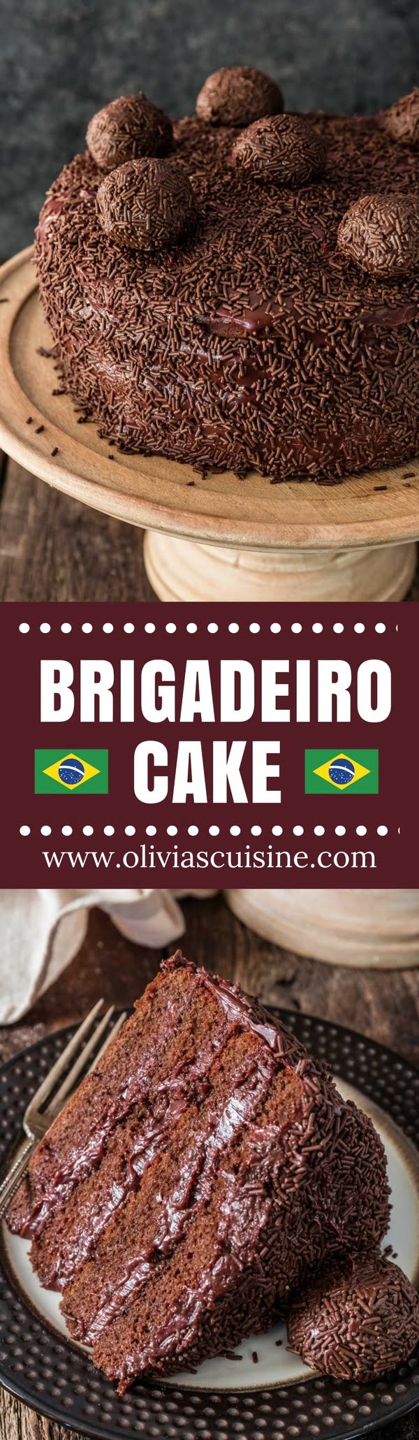 Brigadeiro Cake | www.oliviascuisine.com | Ask any Brazilian what is their favorite cake and you will always get the same answer: brigadeiro cake. Absolutely nothing compares to this rich, fudgy, moist chocolate cake! If you love brigadeiro, this is a must-try! (Recipe and food photography by @oliviascuisine.)