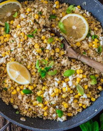 Corn Couscous with Basil, Feta and Lemon