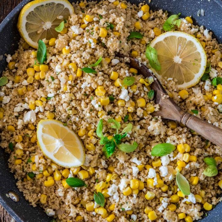 Corn Couscous with Basil, Feta and Lemon