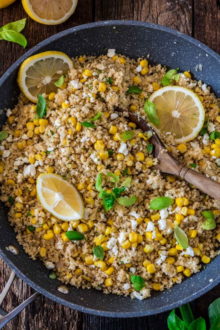Corn Couscous with Basil  Feta and Lemon - 75