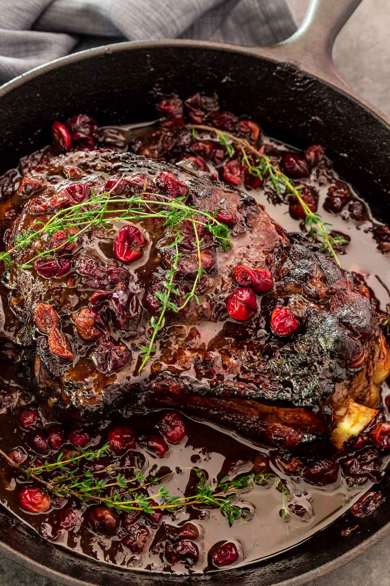 Cranberry Balsamic Roast Beef | www.oliviascuisine.com | This holiday season, impress your guests with this delicious Cranberry Balsamic Roast Beef! A little tangy, a little sweet and a whole lot of mouthwatering. Perfect to feed a crowd!