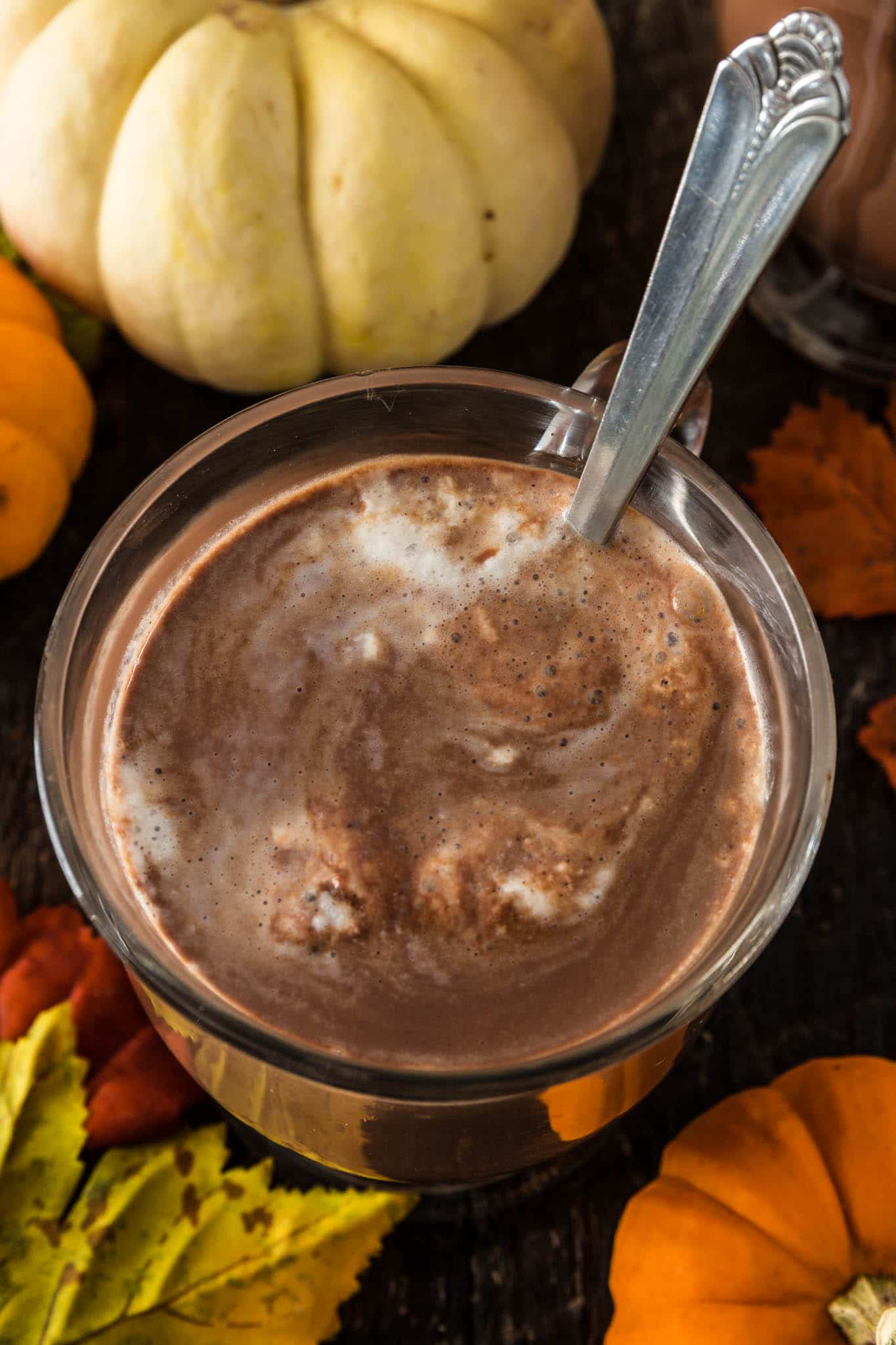 Pumpkin Spice Hot Chocolate | www.oliviascuisine.com | Creamy and extra rich, this Pumpkin Spice Hot Chocolate tastes like Fall in a cup. I can't think of a better way to celebrate the season! (Recipe and food photography by @oliviascuisine.)