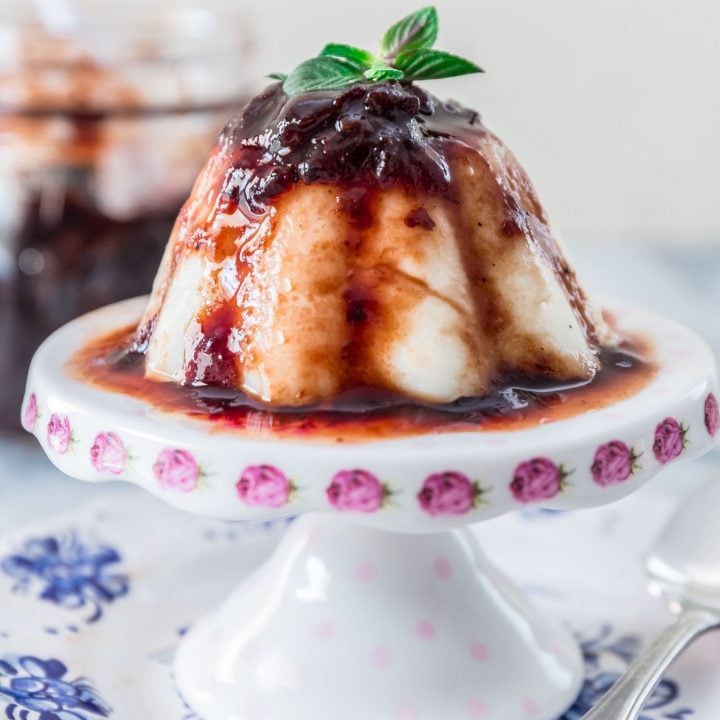 Brazilian Coconut Flan with Plum Sauce (Manjar Branco)