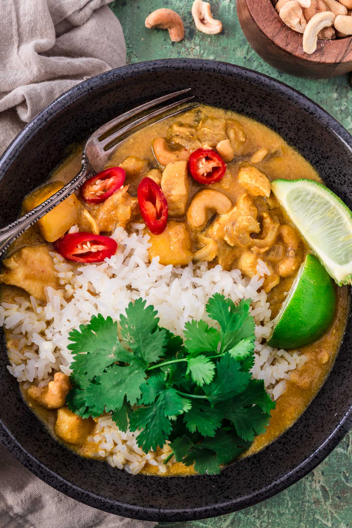 bowl of chicken mango curry