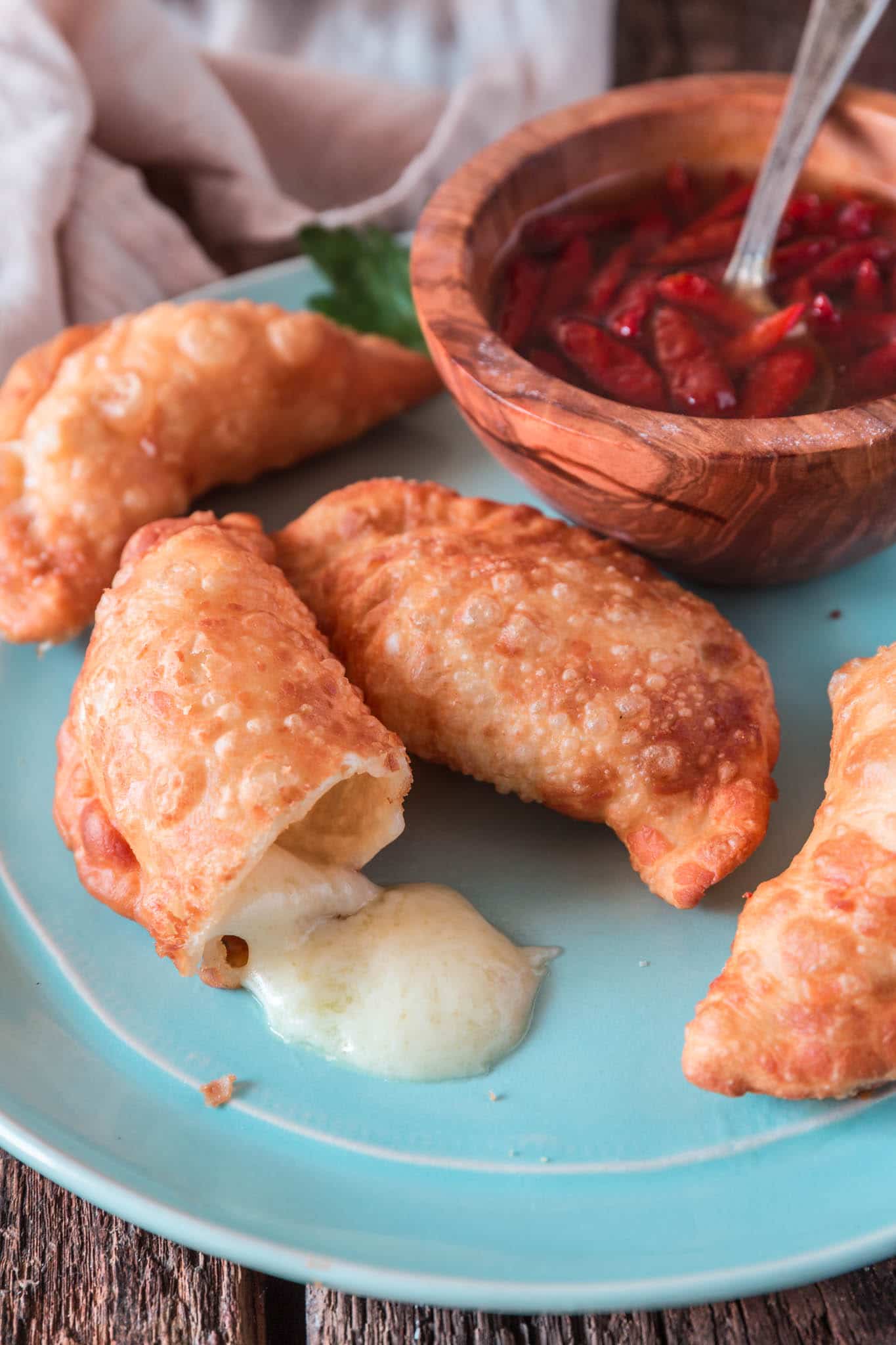 Brazilian Pastel (3 Fillings) | www.oliviascuisine.com | Brazil's most popular street food, pastel, is a treat you will never forget! Crispy, deep fried and bursting with delicious fillings. Absolutely irresistable! (Recipe and food photography by @oliviascuisine.)