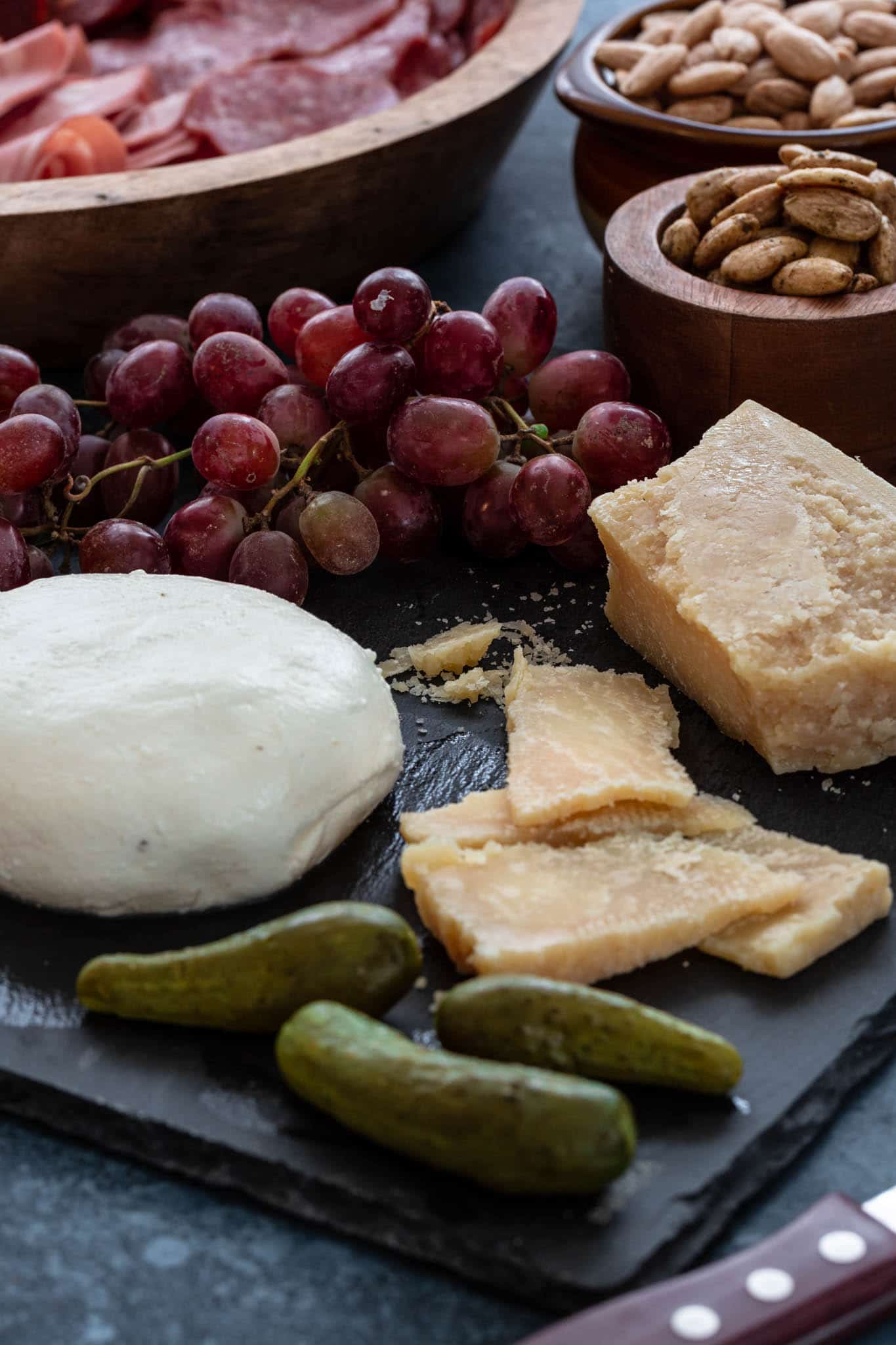 How to Make a Charcuterie Board | www.oliviascuisine.com | Every party deserves a classy and elegant charcuterie board! Carefully curated meats, cheeses and spreads are a great way to feed a crowd. Add some Blue Diamond® Gourmet Almonds and Blue Diamond® Almond Nut-Thins® and you're all set for success! (Recipe and food photography by @oliviascuisine.)