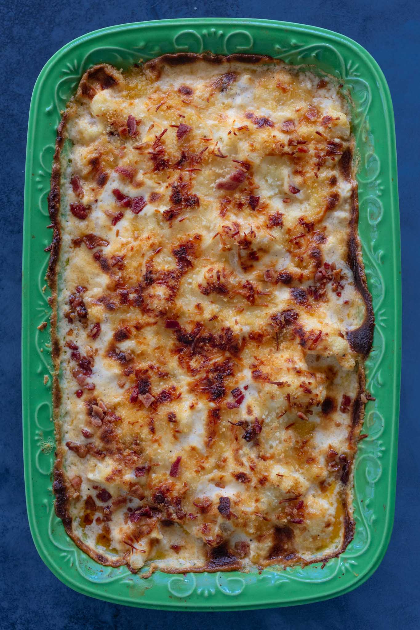 Cheesy casserole right out of the oven