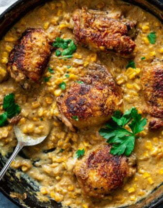 Chicken Thighs with Creamed Corn