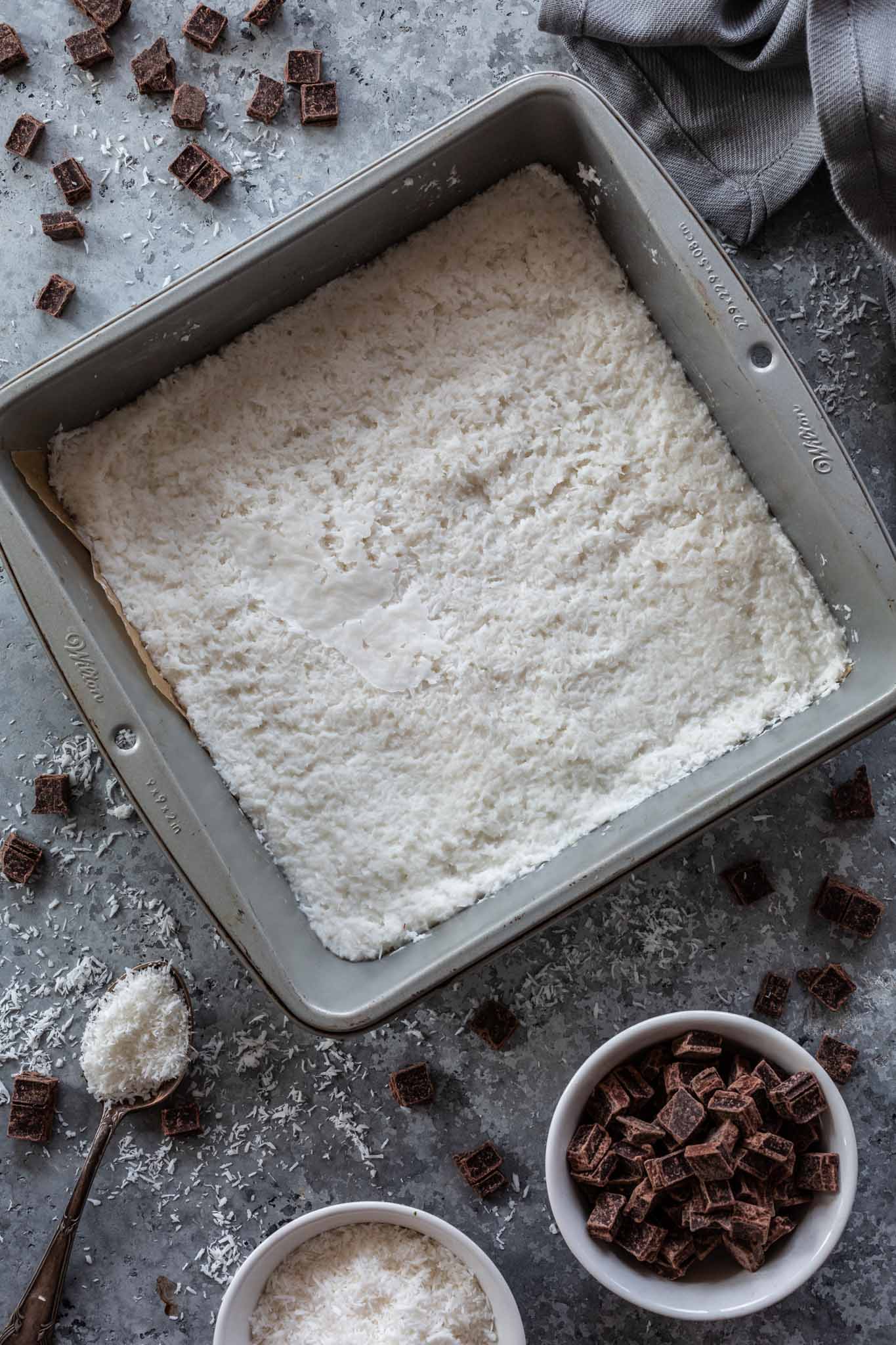 A tray of coconut mixture 