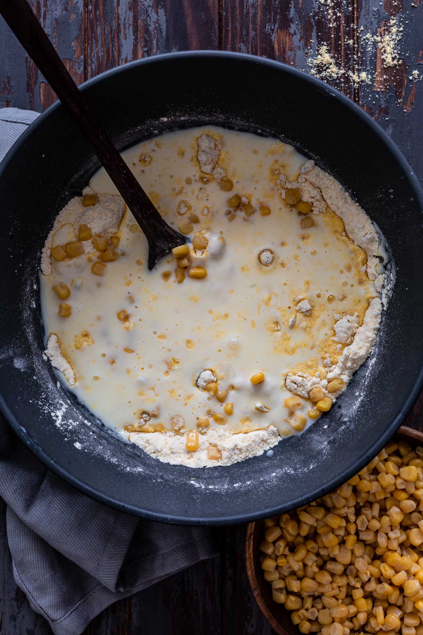Cornbread batter with kernels