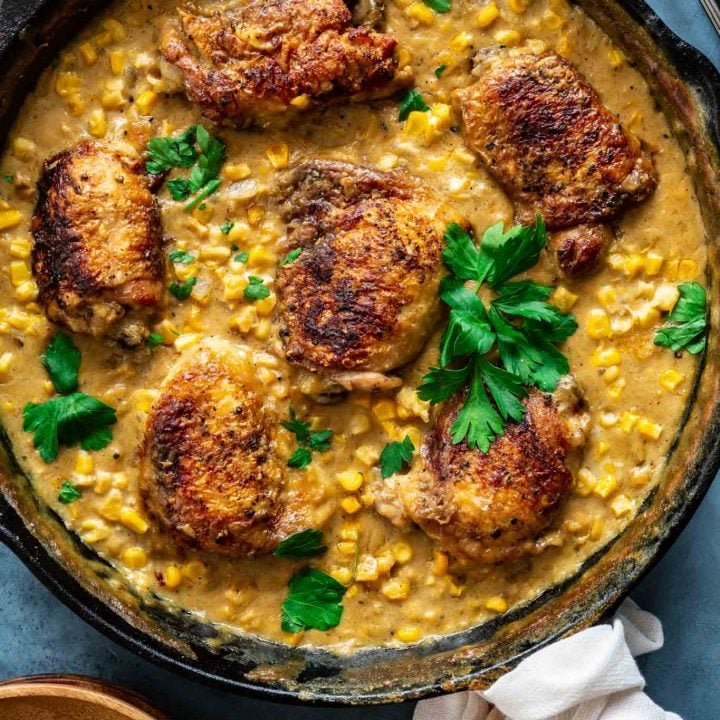 Chicken Thighs with Creamed Corn