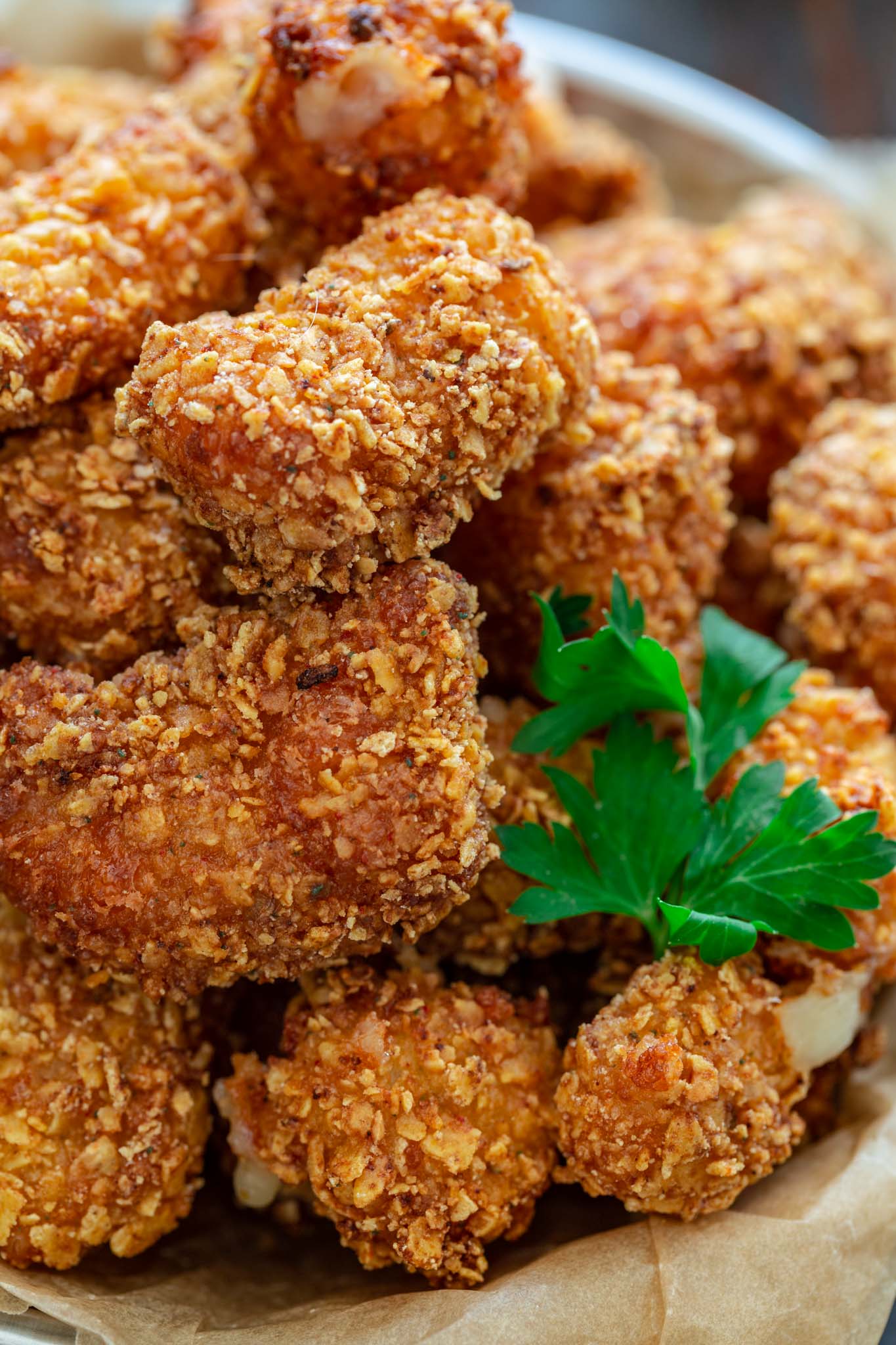 Fried cheese curds seen up close