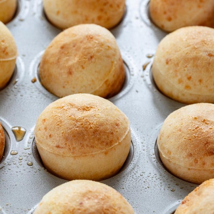 Brazilian pao de queijo made in a mini muffin pan